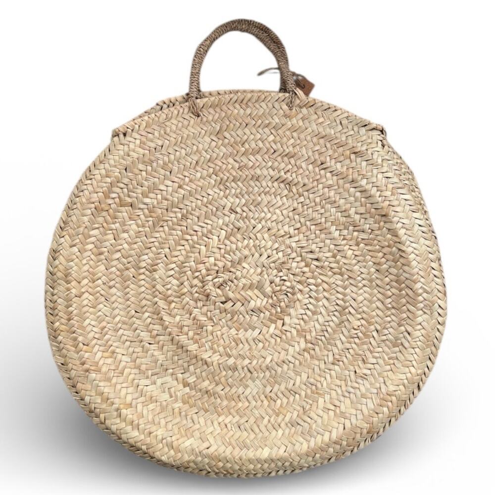 Nations brand round woven tote bag large beachy coastal neutral straw - Picture 2 of 5